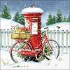 20 Napkins Winter Bicycle with Winter Post as Table Decoration Paper Napkins with Motif Also for Decoupage and Decoupage 33 x 33 cm view 1