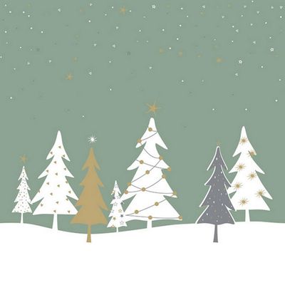 20 Napkins Winter Trees in a Green Night as Table Decoration Paper Napkins with Motif Also for Decoupage and Decoupage 33 x 33 cm