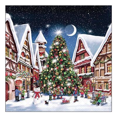 20 Napkins Christmas Large Christmas Tree in the Village as Table Decoration Paper Napkins with Motif Also for Decoupage and Decoupage 33 x 33 cm