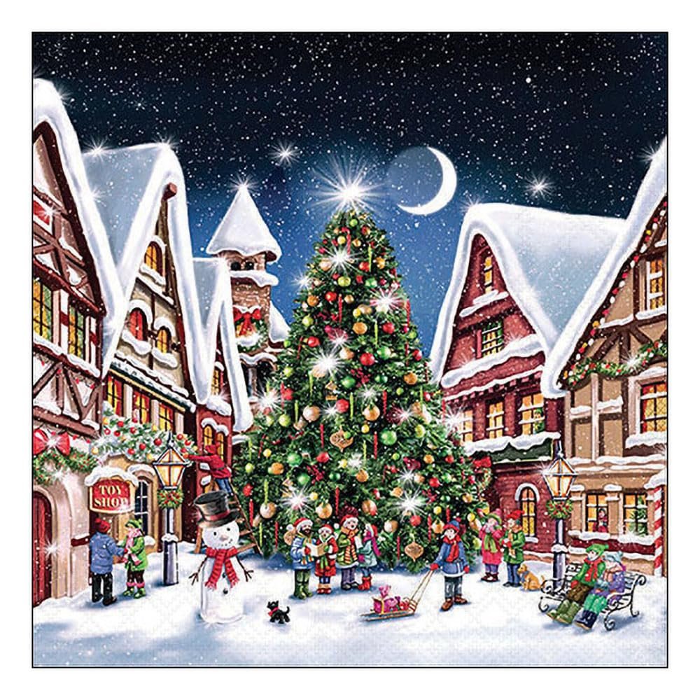 20 Napkins Christmas Large Christmas Tree in the Village as Table Decoration Paper Napkins with Motif Also for Decoupage and Decoupage 33 x 33 cm