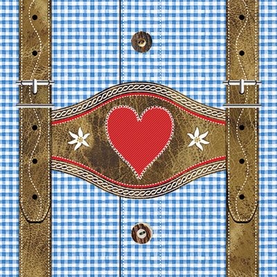 20 Napkins Bavarian Lederhosen and Shirt Blue as Table Decoration Paper Napkins with Motif Also for Decoupage and Decoupage 33 x 33 cm