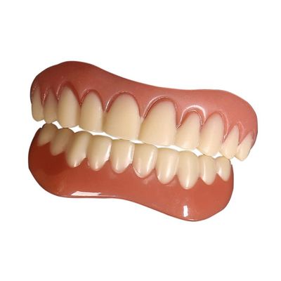 Flipped Warmth 2 Pairs Veneers Snap in Teeth, Snap on Veneer Teeth Upper and Lower Fake Teeth, Instant Veneers Dentures Fake Snap on Teeth Smile Men and Women Cosmetic Teeth Top and Bottom