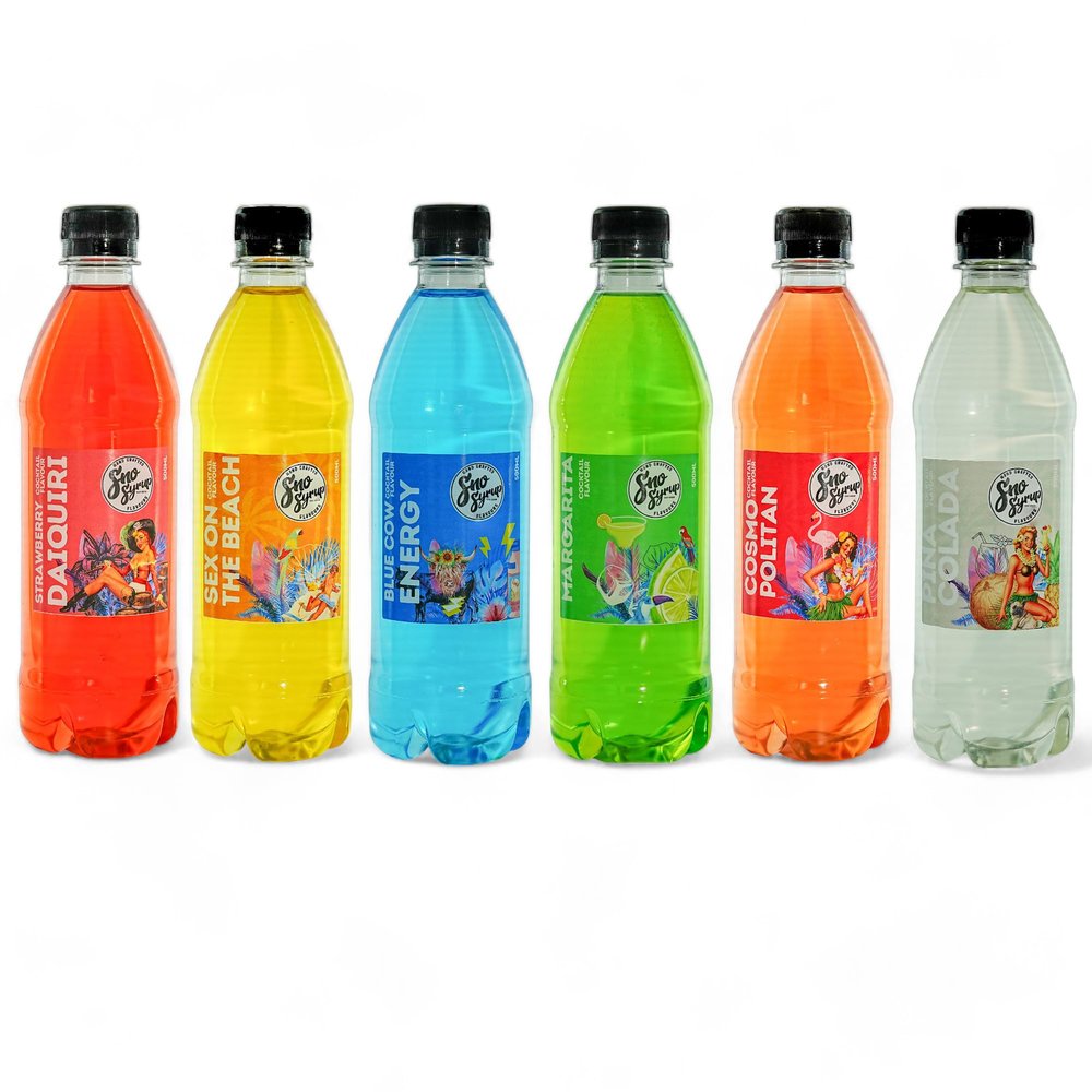 Limited Edition Cocktail Flavours - 6 x 250ml Bottles - Can be Used with All Slush|Slush|Slushie Machines - Margerita - Sex on the Beach - Cosmopolitan - Strawberry Daiquiri -Blue Cow - Pina Colada