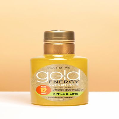 QUARTERPAST Gold Drink Energy Concentrate. Just Add Water. Quick Easy Alternative to Traditional Energy Drinks. One Bottle Makes 12 Drinks.(360ml, Apple & Lime)