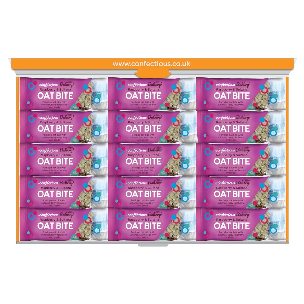 Confectious Bakery - Scottish Raspberry and Sultana Oat Bite - 35g bars - 15 Pack (Raspberry/Sultana), High Fibre, No Artificial Colours or Flavours or Preservatives