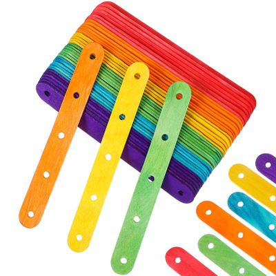 Luxshiny 100 Pcs Wooden Craft Sticks with Smooth Surfaces and Sturdy Material, Assorted Colour Ice Cream Sticks for Classroom DIY Projects and Creative Crafting