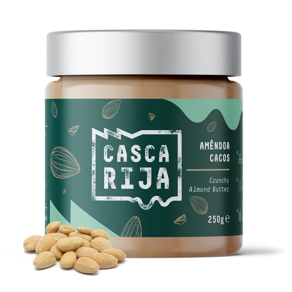 CASCA RIJA: Crunchy Almond Butter 250g | 99,8% Roasted Almonds + 0,01% Ground Cinnamon + 0,01% Powdered Ginger | 100% Natural & Crunchy With Roasted Almond Pieces, Vegan