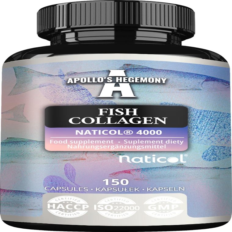 Marine Collagen Peptides NatiCol - 3000 mg per Serving - 150 Capsules - 1 Month Supply - Fish Collagen Protein for Healthy Skin, Joints and Hair - by Apollo's Hegemony