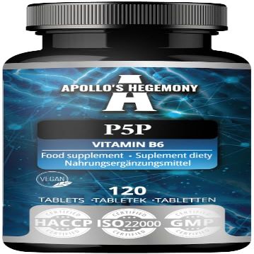 Pyridoxal-5-Phosphate (P-5-P) 50 mg per Tablet - 120 Vegan Tablets - Supply for 480 Servings - Supports Nerve and Psychological Functions -Vitamin B6 Diet Supplement - by Apollo's Hegemony