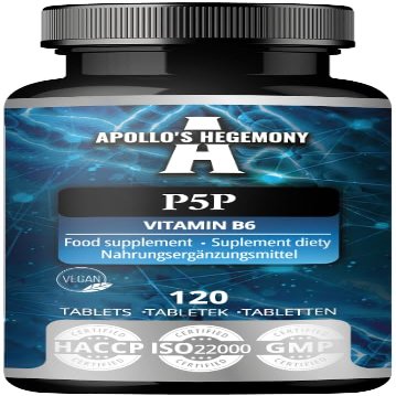 Pyridoxal-5-Phosphate (P-5-P) 50 mg per Tablet - 120 Vegan Tablets - Supply for 480 Servings - Supports Nerve and Psychological Functions -Vitamin B6 Diet Supplement - by Apollo's Hegemony