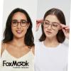 FoxMook Blue Light Blocking Glasses, Round Frame, Computer Lenses, Spring Hinge, Premium Lenses for Eye Strain Relief, C1, 2 Black, One Size view 2
