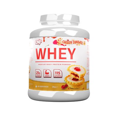 CNP Professional Premium Whey Protein Powder 2kg & 900g, 21g Protein, Low Carb, Easy Digestion, 66/30 Servings, Vegetarian, Halal, 12 Great Flavours (2kg Cherry Bakewell)