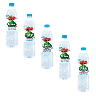 Vollvic Touch of Fruit Sugar Free 1.5L - Summer Fruits - Perfect For Drinking On-The-Go, During Exercise And At The Office - Pack of 5