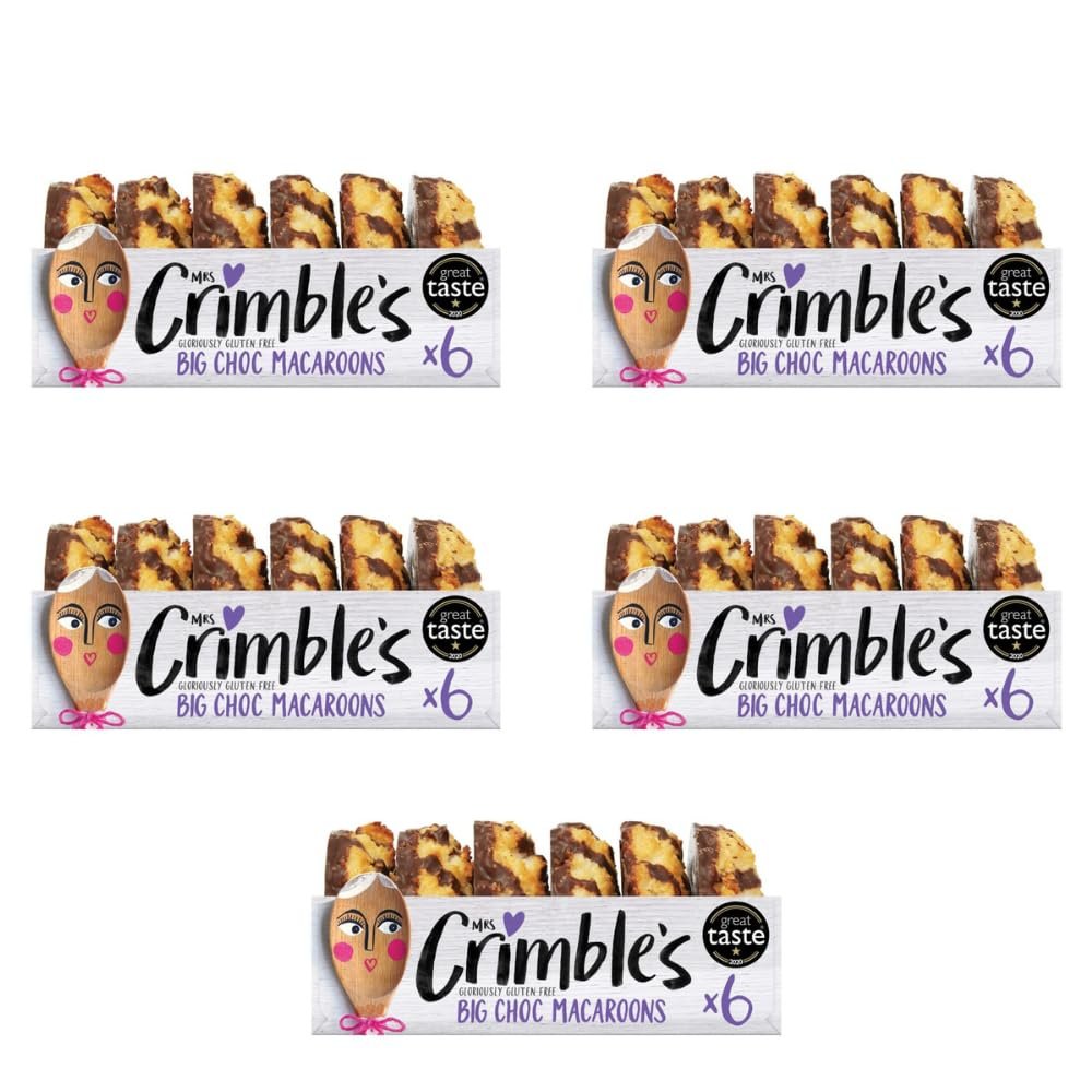 Mrrs Crimble's Big Choc Macaroons 6 Pack - Tasty Macaroons, Coated In Delicious Chocolate - Gloriously Gluten Free - Pack of 5