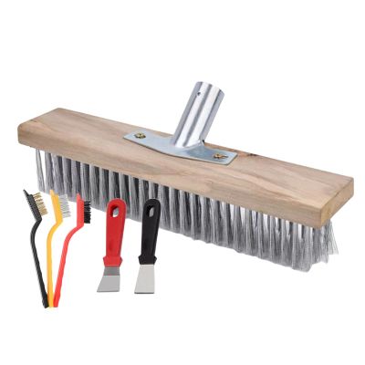 6 Piece Wire Broom Set, Metal Broom Base, Wire Broom for s and Moss with Brush Shovel Tool, 20/30/50cm Stainless Steel Wire Broom for s, Garden Broom for Scrubbing Decks, Driveways and Patios