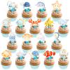 36PCS Under the Sea Cake Decorations, Mermaid Cupcake Toppers,Ocean Animal Cake Decorations for Under the Sea Theme Baby Shower Supplies Birthday Party view 1