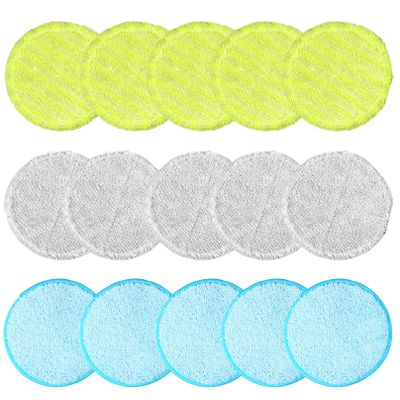 15Pcs Reusable Mop Pads Water-Absorbent Spin Mop Pads 5.9  6.3 Inch Easy Cleaning Round Microfiber Mop Pads Refill Replacements for Floor Cleanining.