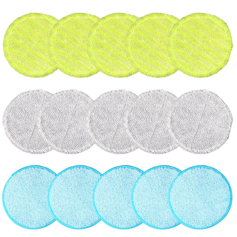 15Pcs Reusable Mop Pads Water-Absorbent Spin Mop Pads 5.9  6.3 Inch Easy Cleaning Round Microfiber Mop Pads Refill Replacements for Floor Cleanining.