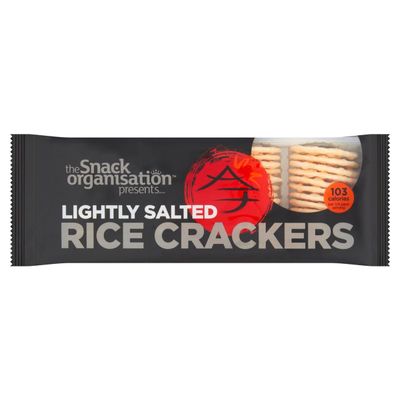 The Snack Organisation Lightly Salted Rice Crackers, 100g x 5 Pack, 103 Calories per 1/4 Pack, Baked, 96% Fat Free, Gluten Free, Suitable for Vegetarians