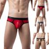 RUMAOZIA Men's Leather Briefs Shiny Look Sexy Underwear Boxer Briefs Black Lingerie Bikini Strings Panties Erotic Strings for Men Lingerie Clubwear Briefs Thong Shorts Short Trousers, O silver., XXL view 2