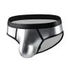RUMAOZIA Men's Leather Briefs Shiny Look Sexy Underwear Boxer Briefs Black Lingerie Bikini Strings Panties Erotic Strings for Men Lingerie Clubwear Briefs Thong Shorts Short Trousers, O silver., XXL view 3