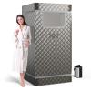 COSTWAY Portable Sauna Steam for Home, Full Body Sauna Tent Steam Room with 3L Steamer Generator, Remote Control and Folding Chair, Personal Home Sauna Pod Box for Therapy Detox Slimming (Grey) view 1