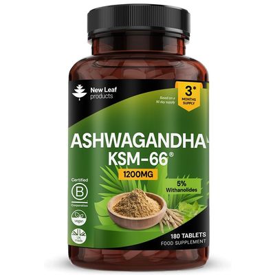 Ashwagandha KSM 66-1200mg - 180 Vegan Tablets Pure High Strength Ashwagandha Root Extract - 3 Months Supply KSM Tablets Supplement (not Capsules) Non-GMO & UK Made