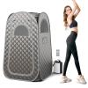 COSTWAY Portable Sauna Steam for Home, Folding Full Body Sauna Tent Steam Room with 3L Steamer Generator, Remote Control & Chair, Pop-Up Personal Home Sauna Pod Box for Therapy Detox Slimming (Grey) view 1