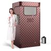 COSTWAY Portable Sauna Steam for Home, Full Body Sauna Tent Steam Room with 3L Steamer Generator, Remote Control and Folding Chair, Personal Home Sauna Pod Box for Therapy Detox Slimming (Coffee) view 1