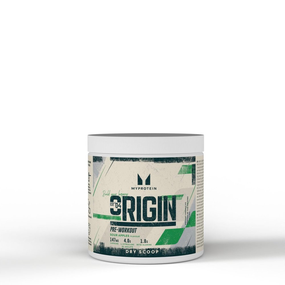 Myprotein Origin Pre-Workout  Sour Apples  18 Servings of Dry Scoop Pre-Workout Powder  150mg Caffeine, 4g Citrulline Malate & 1.8g Beta-Alanine  Boost Energy & Performance