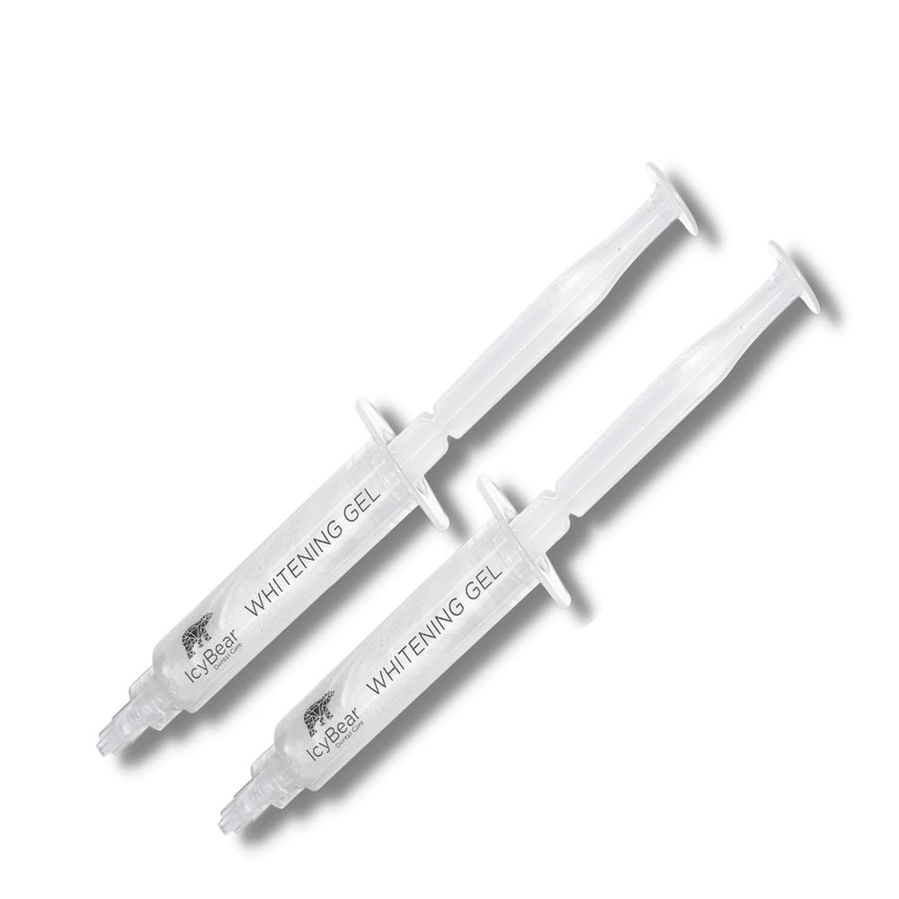 ICY Bear Dental Teeth WHITENING Gel Refills  2 x 5ml Tooth Whitening Gel Syringes - High-Concentration Pap Formula  Up to 10 Shades Whiter  Vegan & Cruelty-Free  for Home Whitening