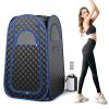 COSTWAY Portable Sauna Steam for Home, Folding Full Body Sauna Tent Steam Room with 3L Steamer Generator, Remote Control & Chair, Pop-Up Personal Home Sauna Pod Box for Therapy Detox Slimming (Black) view 1
