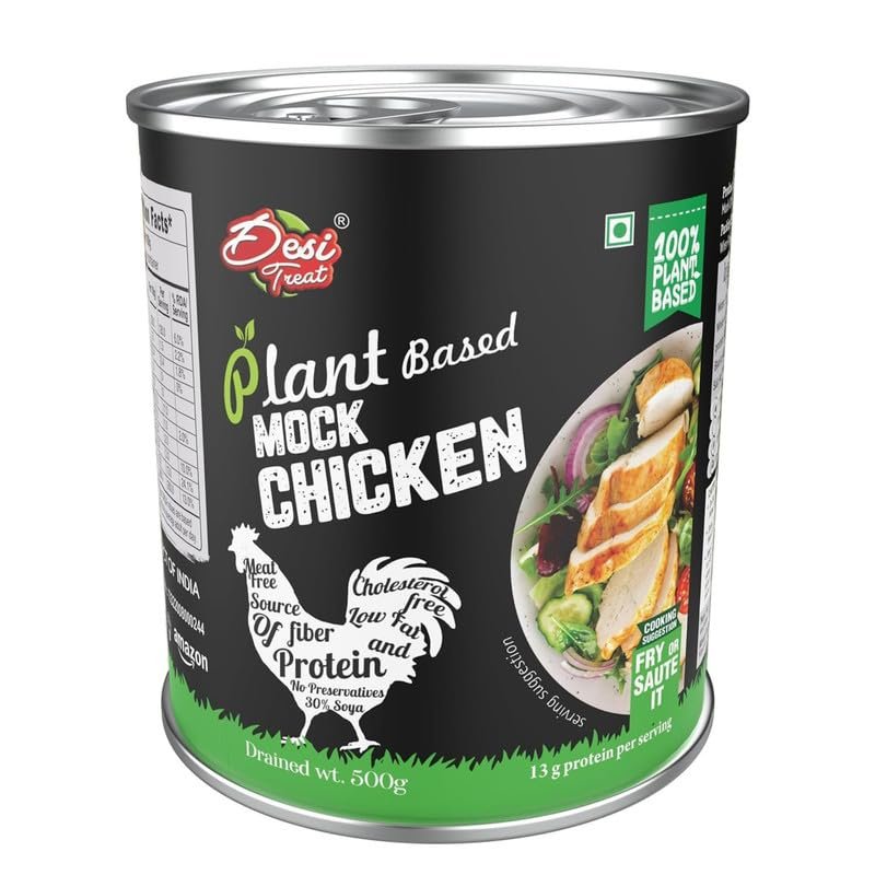 Desi Treat Ready To Eat High Protein Plant Based Mock Chicken With Zero Cholesterol, Vegetarian & Vegan Friendly - 800 gms (Pack Of 1)