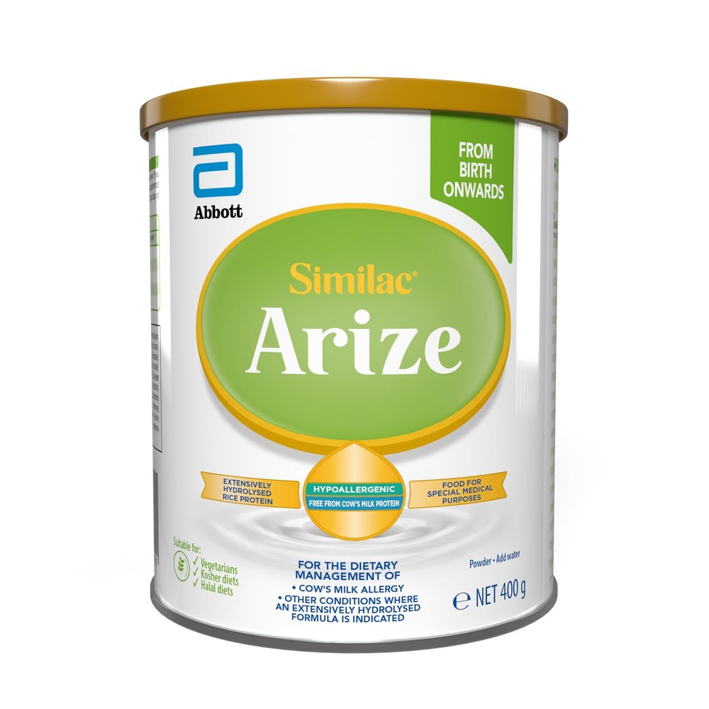 Arize by Similac | Cows MILK Protein-free Infant Formula | Suitable from Birth, for Infants with a Cows MILK Protein Allergy | 400g Tin