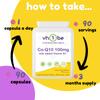 Co-Q10 100mg Capsules with Vitamin B1 | Heart Health & Energy Support | Vegan-Friendly | 90 Capsules | Made in The UK to GMP Standards by vh1be view 3