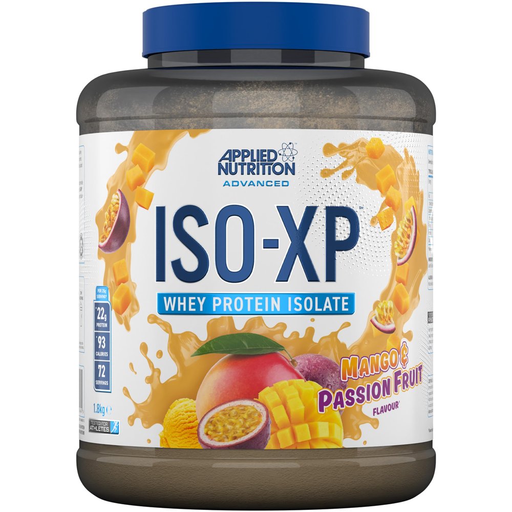 Applied Nutrition ISO-XP Whey Protein Isolate  Over 21g Protein, Low Carb, Low Fat, BCAA-Rich, Fast Absorption, Soy-Free, Halal-Certified (1.8kg - 72 Servings) (Mango & Passion Fruit)