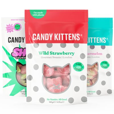 Candy Kittens Vegan Sweets Mini Luxe Selection  Plant-Based Vegan Treats with Fruity Flavour, No Nasties, Made with Real Fruit Juice  Ideal Snacks for Sweet Hampers & Pick and Mix  140g Pack of 3