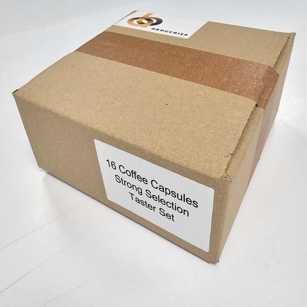 16x Coffee Capsules Pod for Vertuo Machines | Taster Set with Biscuits, Chocolate, Sugar or Milk in Gift Box (Strong Blends Selection)