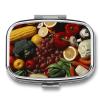 Vibrant Fresh Fruit Pill Case Portable Lightweigh Pill Box with Mirror 2 Compartment Medicine Tablet Vitamin Holder Organizer for Pocket Purse Travel Gifts view 1