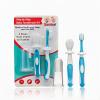 Sanitral Baby's First Toothbrush Kit - Step by Step 0-2 Years - Safety-Tested & BPA-Free 3-Pack (Finger, Silicone, Toddler Toothbrushes) - Blue view 1
