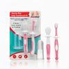 Sanitral Baby's First Toothbrush Kit - 0-2 Years - 3-Pack (Finger, Silicone, Toddler) - Pink, Safety-Tested & BPA-Free view 1