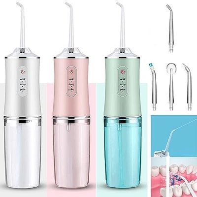 Cordless Electric Oral Irrigator, 300ml, USB Rechargeable, 4 Nozzles, 3 Pressure Modes, IPX7 Waterproof, Teeth Cleaning and Whitening