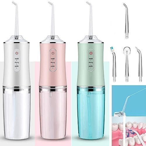 Cordless Electric Oral Irrigator, 300ml, USB Rechargeable, 4 Nozzles, 3 Pressure Modes, IPX7 Waterproof, Teeth Cleaning and Whitening