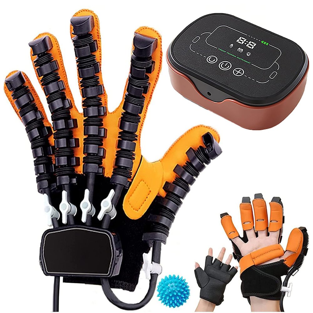FXNFXLA Rehabilitation Robot Glove, Hemiplegia Finger Rehabilitation Trainer Robot Gloves, Finger Training Robot Gloves with Heating function for Arthritis, Stroke