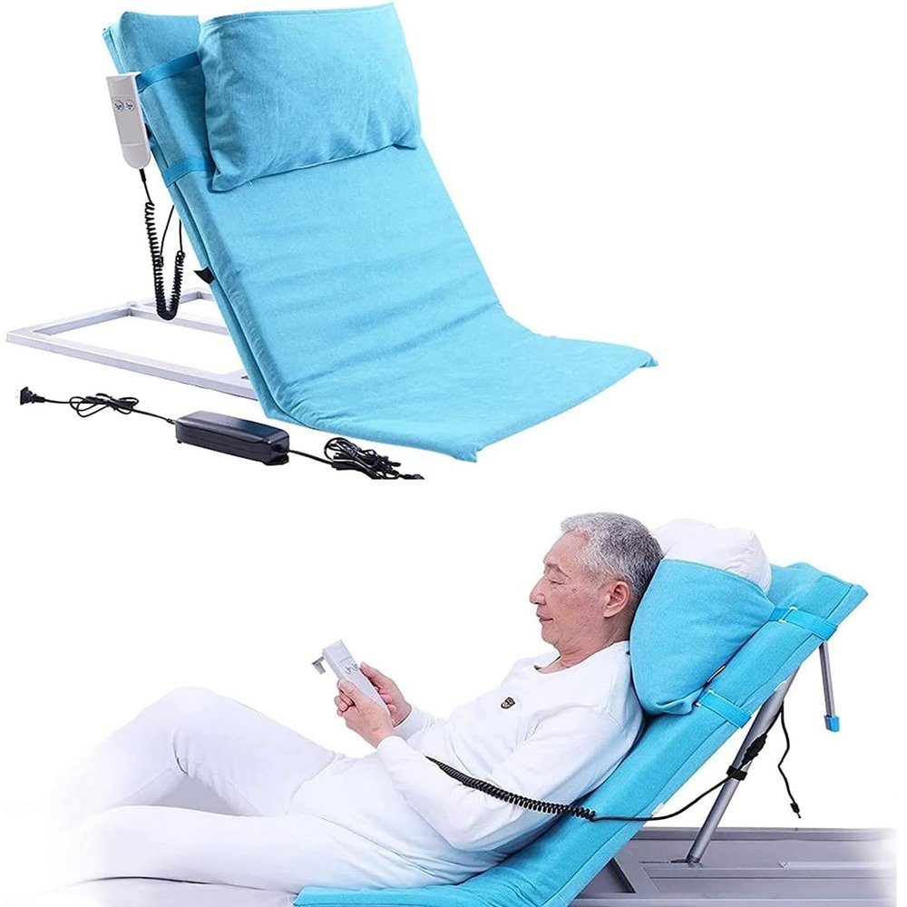 Adjustable Power Lifting Assist Aid with Medical Pillow, Electric Lifting Bed Backrest for Surgery Injuries - Sit-Up Back Stand with Stainless Steel Tubes and Breathable Fabric