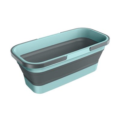 Collapsible Tub With Handle Portable Shopping Basket Outdoor Plastic Picnic Washing Bin Grey Blue L Picnic Basket Shopping Basket Garden Trug Plastic Basket
