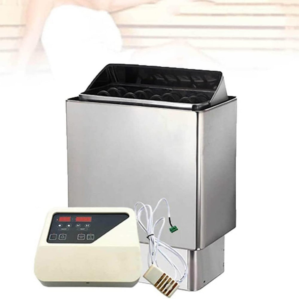6KW Electric Sauna Heater Stove - Stainless Steel SPA Dry Steam Bath - Commercial Electric Sauna Heater for 6-9m Room - 32-210F with External Controller