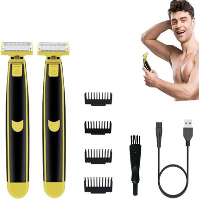 New Full Body Washed Wet and Dry Shaver, Men's Electric Shaver, Dry Wet Waterproof Mens Rotary Facial Shaver, Body Groomer Shaver, Ergonomic Body Shaver, USB Rechargeable (2 PCS)