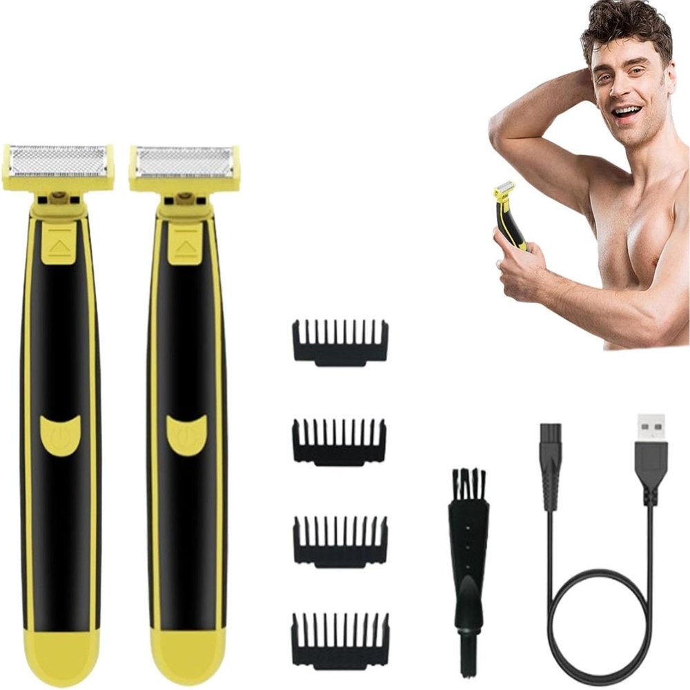 New Full Body Washed Wet and Dry Shaver, Men's Electric Shaver, Dry Wet Waterproof Mens Rotary Facial Shaver, Body Groomer Shaver, Ergonomic Body Shaver, USB Rechargeable (2 PCS)