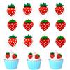 Foowztao24 Pack Strawberry Cupcake Toppers Resin Strawberry Cupcake Picks for Fruit Strawberry Birthday Decorations for Baby Shower Kids Party Supplies view 1